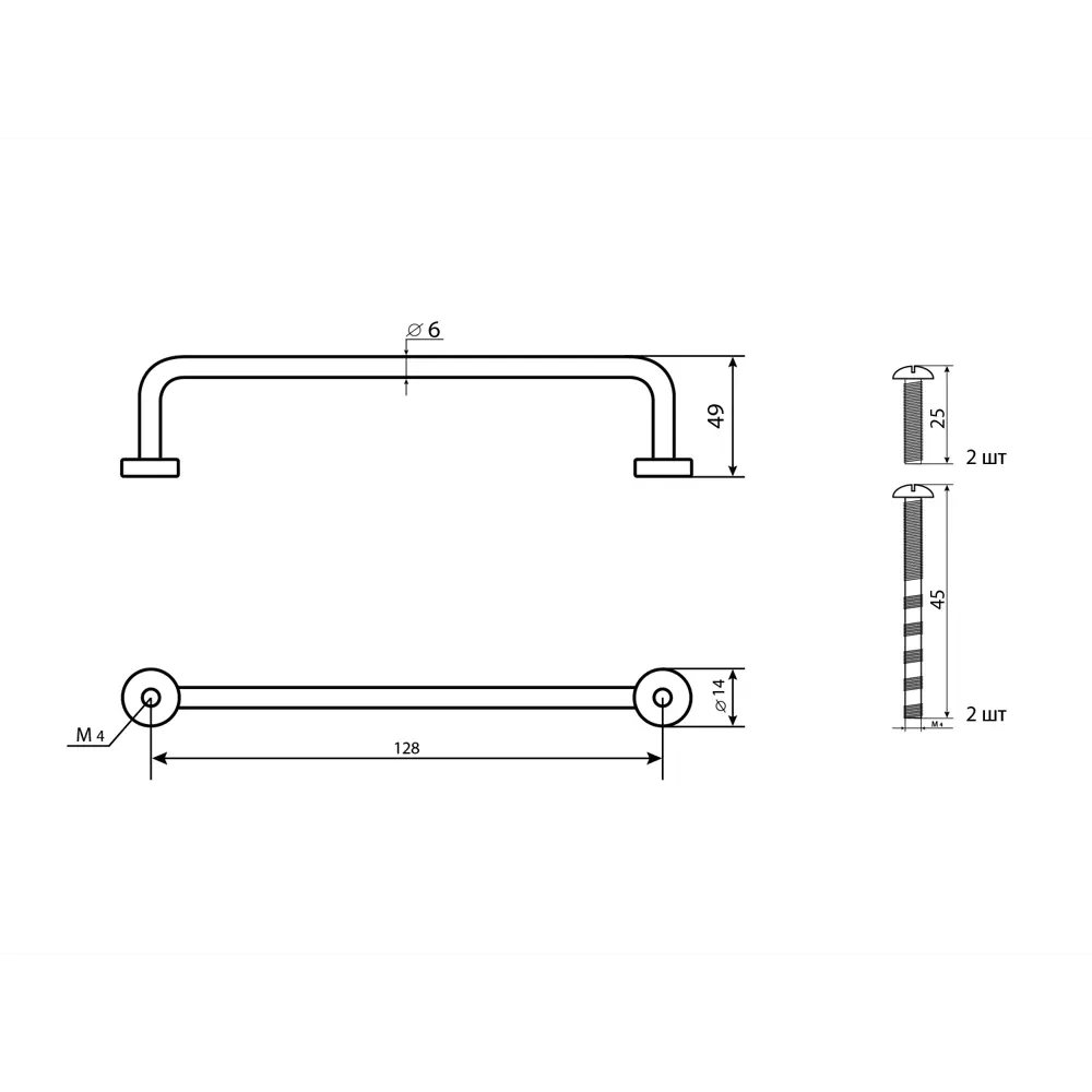 PALLADIUM Ручка-скоба Viverra золотая для мебели 128 мм 88660049 STLM-1012826 - Вид №3