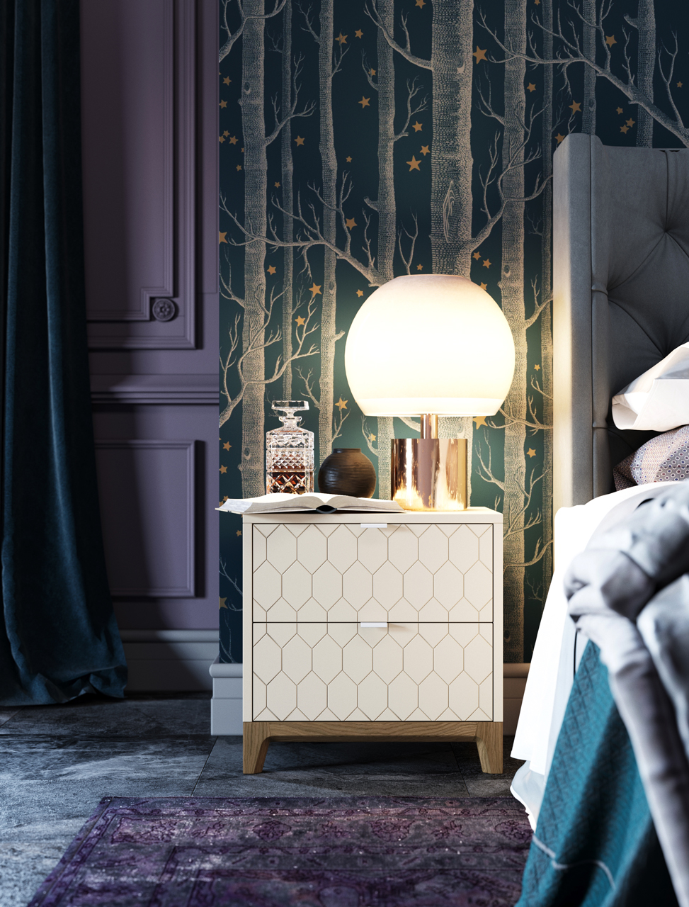 Прикроватная тумбочка дизайнерская голубая Case THE IDEA  210319 Голубой  - Вид №2