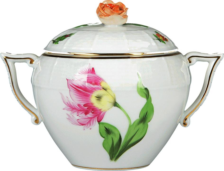 74338 Herend Сахарница 220мл "Китти" (с розой) Фарфор 