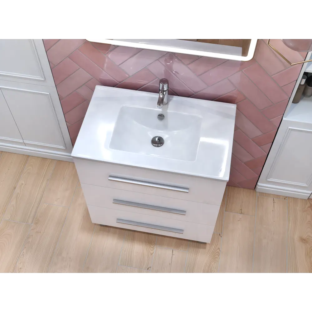 Тумба под раковину напольная Vigo Yuma 75 см цвет белый STLM-2060166 - Вид №7