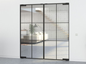 Бескаркасная алюминиевая поворотная дверь