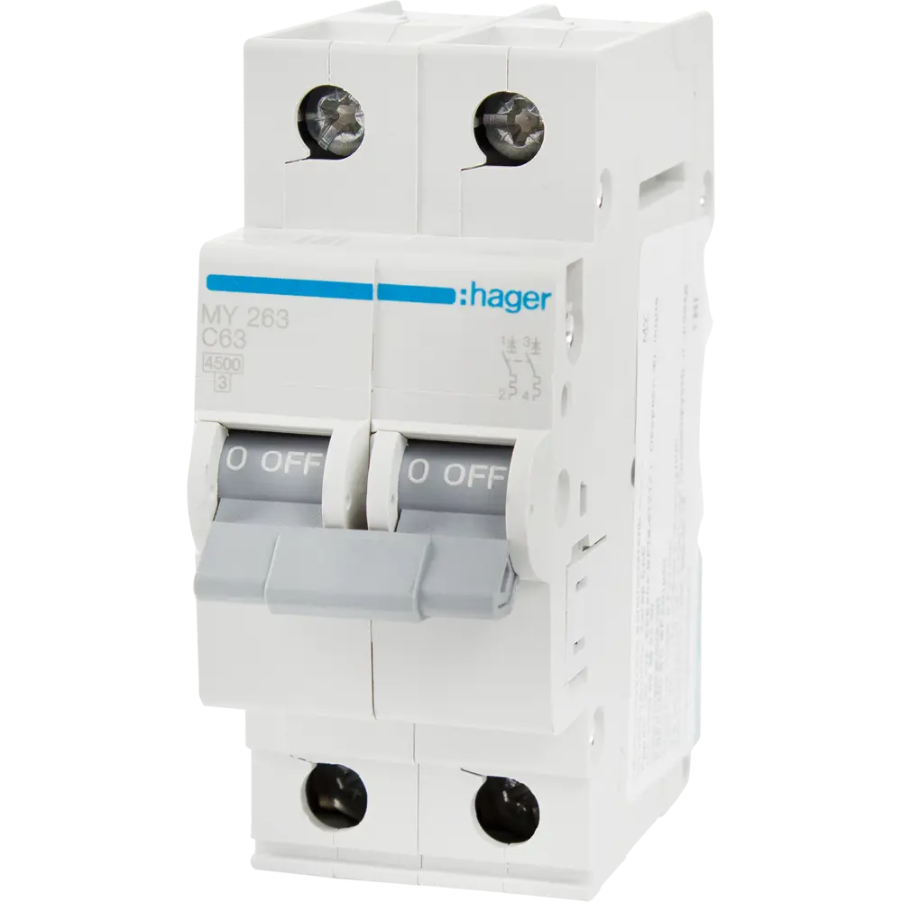 Автоматический выключатель Hager MY263 1P N C63 А 4.5 кА STLM-2010923