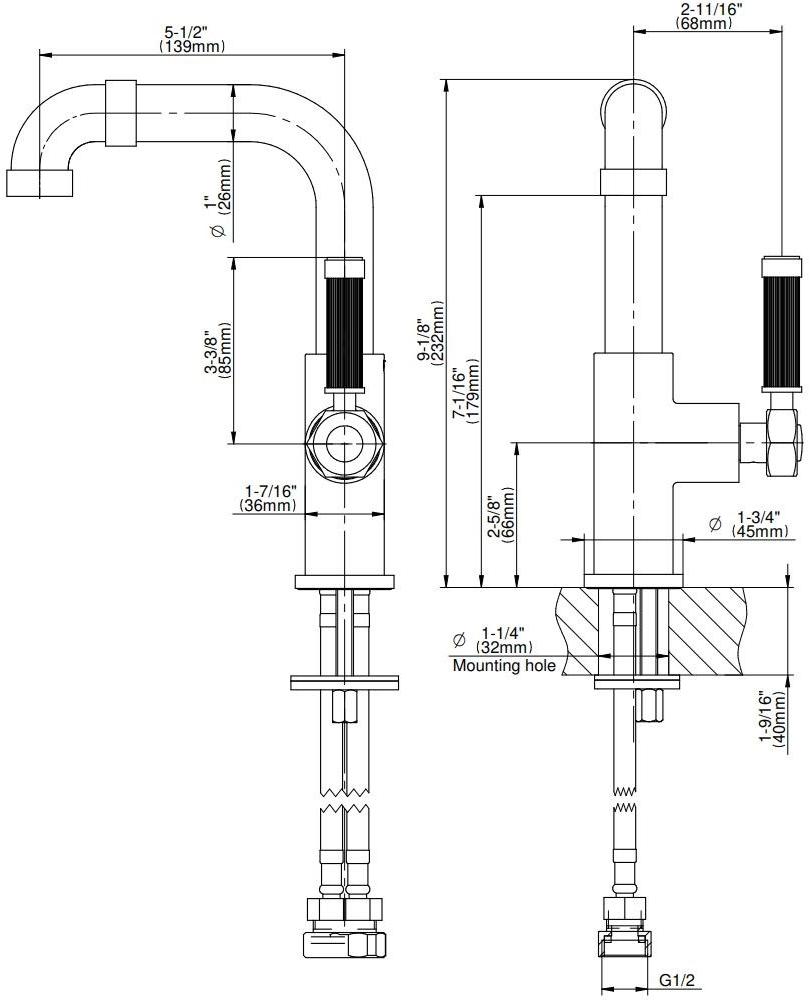 GRAFF Смеситель для раковины на столешницу, одно отверстие Vintage 5376500 - Вид №1