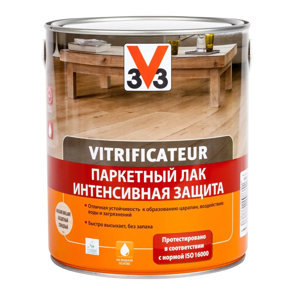 Лак паркетный V33 водный прозрачный 2.5 л STLM-2091848