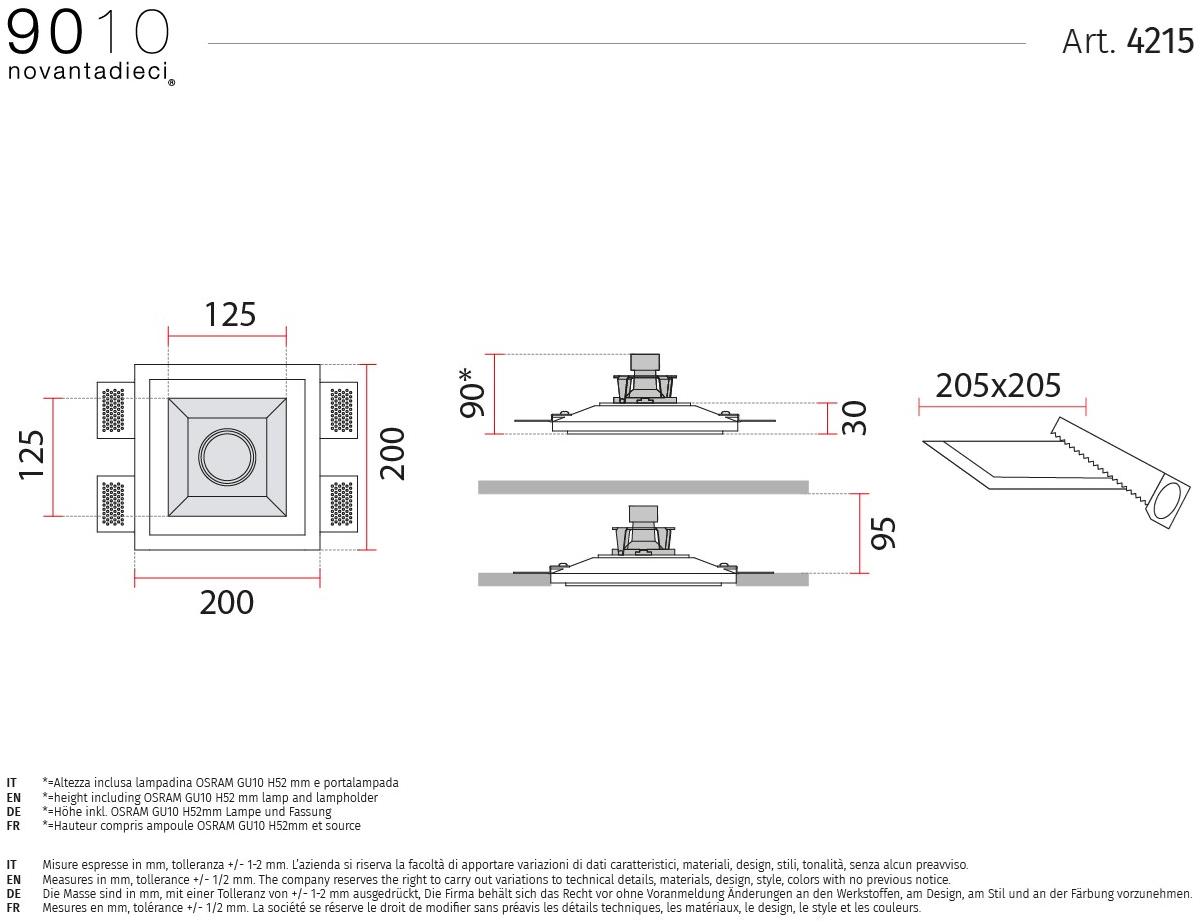 9010 novantadieci Встраиваемые настенные и потолочные светильники из cristaly®  4215  - Вид №3