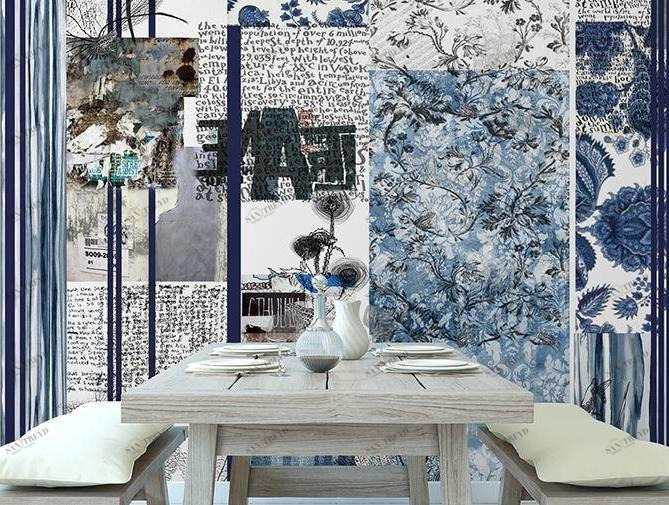 GLAMORA Виниловые обои с цветочным мотивом и надписью Stripes & squares sun-id-1438276