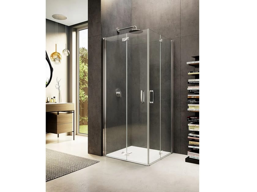 Стеклянная угловая душевая кабина с распашной дверью Provex Industrie ARCH-00112508