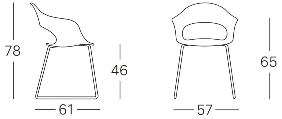 SCAB DESIGN Тканевый стул на санках с подлокотниками Lady b sun-id-1512143 - Вид №2