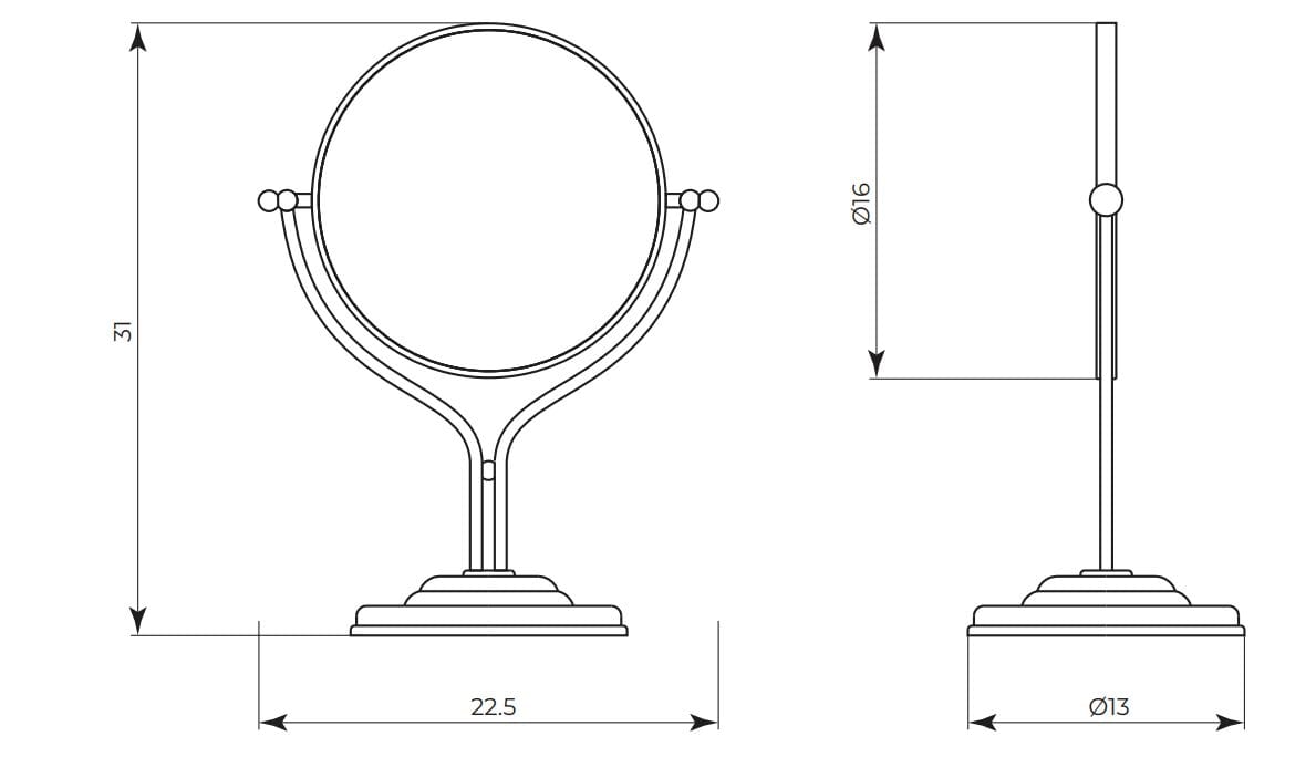 Столешница латунь двухстороннее круглое увеличительное зеркало Gaia Mobili Complements ARCH-00008336 - Вид №2