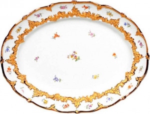 73308 Meissen Блюдо овальное 40см "Форма - Б" (россыпь цветов) Фарфор
