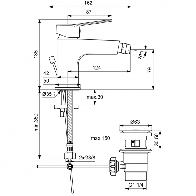 BC234AA Смеситель для биде Ideal Standard ENTELLA  - Вид №1