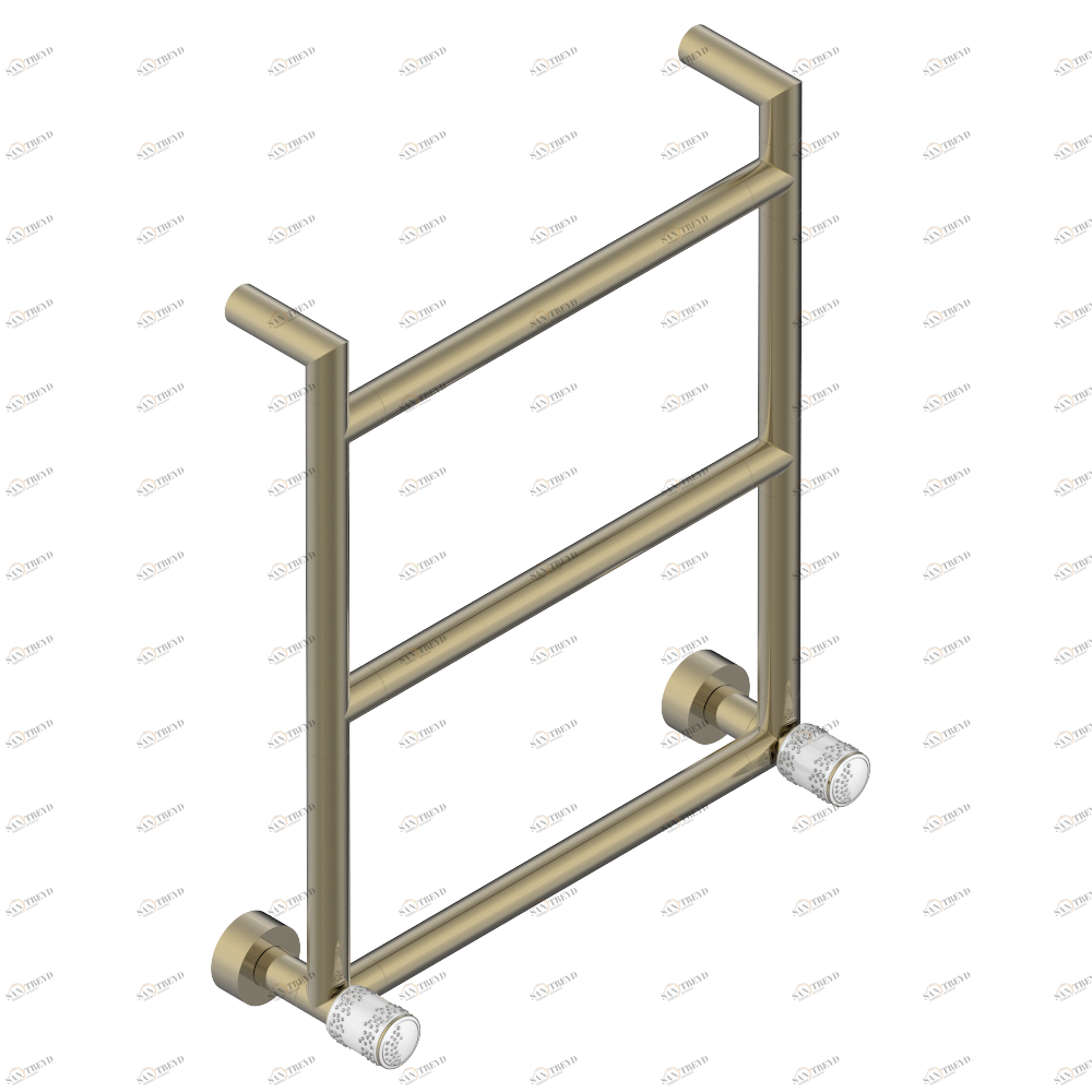 U8A-TWR3H2 Полотенцесушитель Современный круглый, 3 перекладины, 533 мм x 617 мм, водяной, с 2 декоративными крестовыми рукоятками Thg-paris Wedding Бронза U8A-TWR3H2 CAT.D