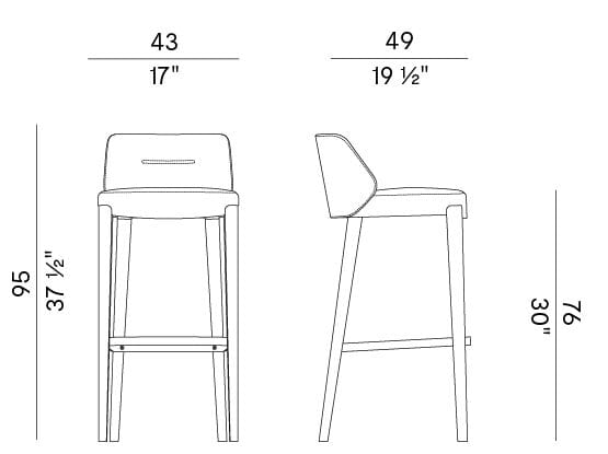 Высокий тканевый стул со спинкой и подставкой для ног Potocco Concha ARCH-00091576 - Вид №4