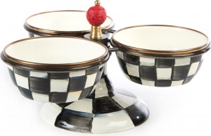 10654532 Mackenzie-Childs Блюдо для закусок Triplicity Courtly Check Сталь