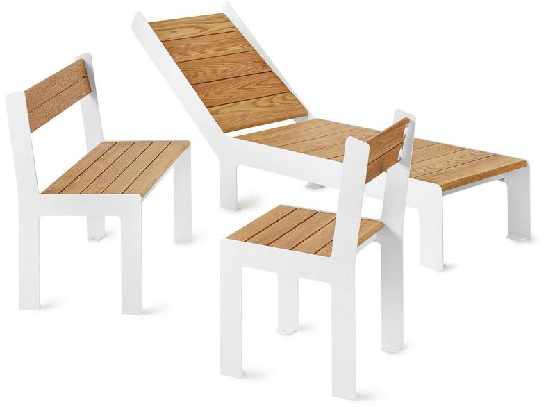 Nola Industrier Садовая скамейка из стали и дерева Low/high U11-59/2 - Вид №3