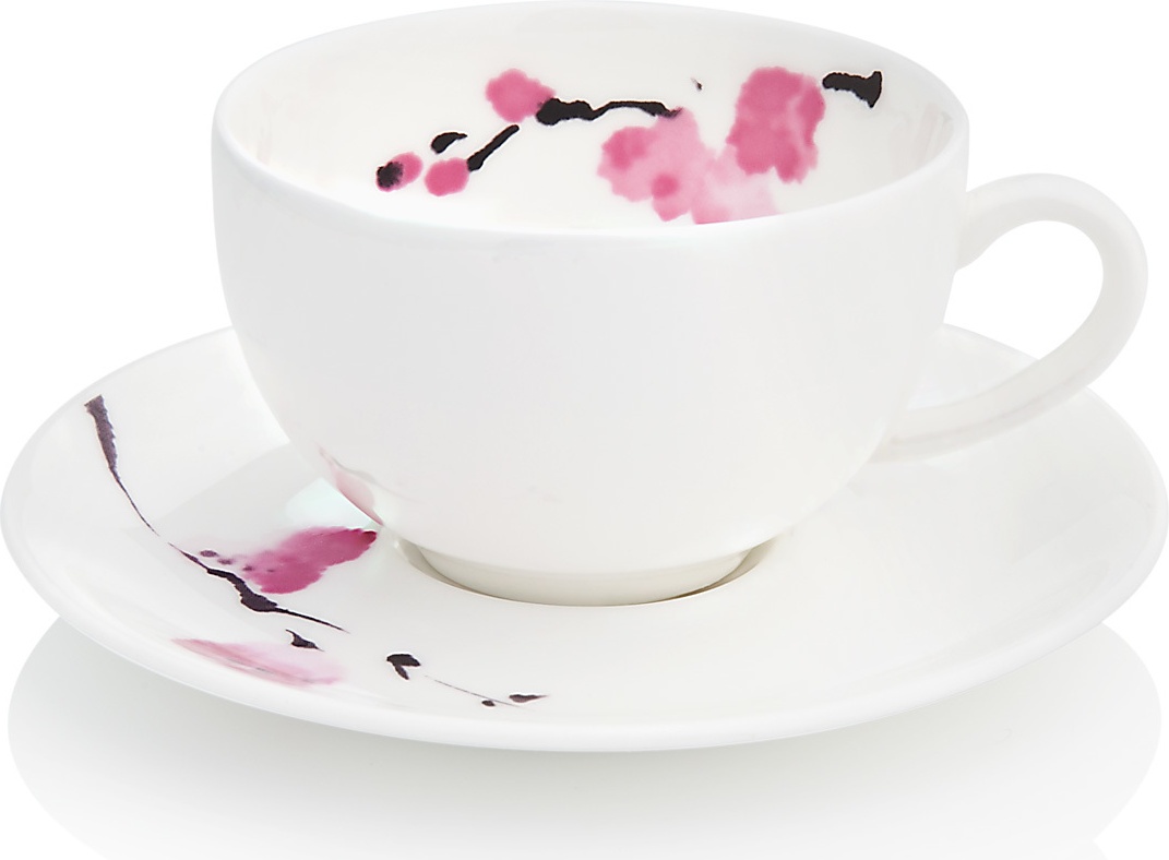 10532272 Dibbern Чашка для эспрессо с блюдцем Dibbern "Вишни в цвету" 110мл Фарфор костяной 