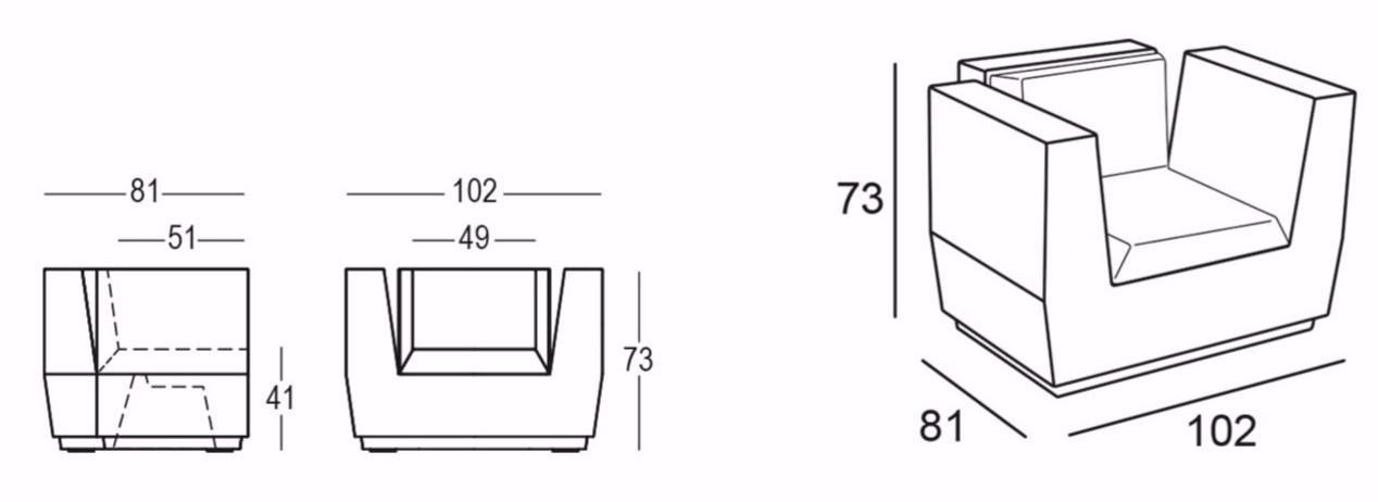 Plust Светящееся кресло из полиэтилена с подлокотниками Big cut sun-id-1384115 - Вид №3