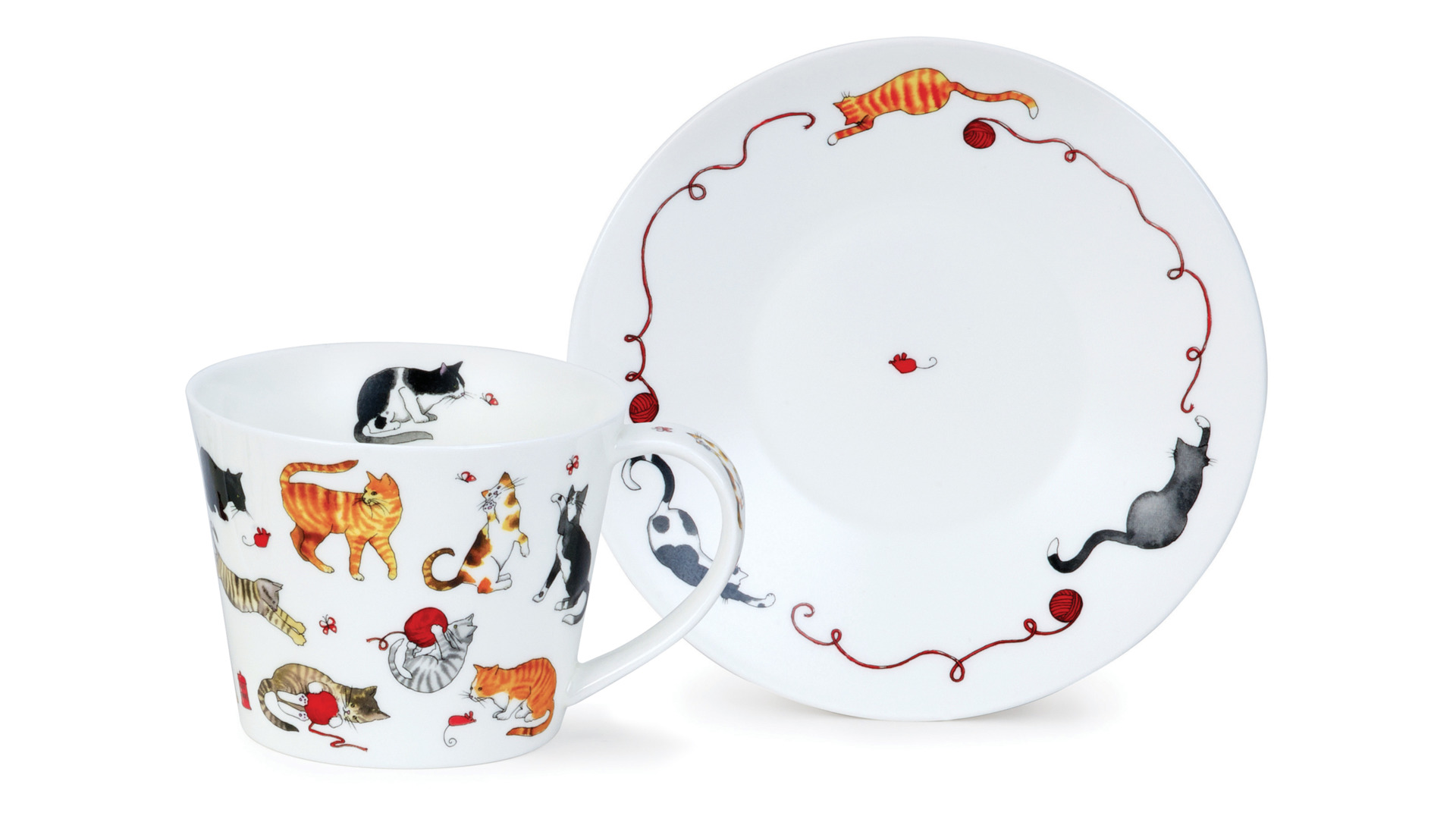 10643478 Dunoon Чашка чайная с блюдцем Dunoon "Айлей.Милые котята" 350мл Фарфор костяной  - Вид №1