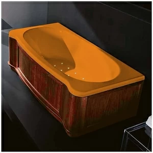 Ванна Gruppo treesse New Classic Young STA-V674C-SX-WO-OZ оранжевая с золотой фурнитурой с аэромассажем прямоугольная левая дерево орех