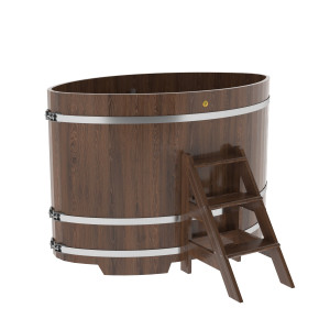 1322 Купель овальная из дуба 1,08х1,75х1,2 морёная Alyarus