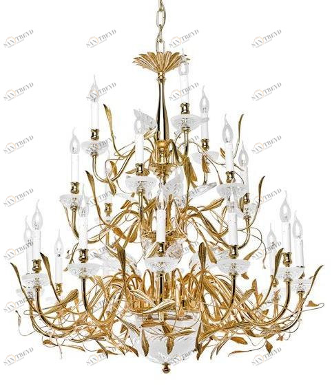Possoni Illuminazione Атласная люстра из чистого золота / чистого золота с хрусталем Foliage 350/12+6+3+2 