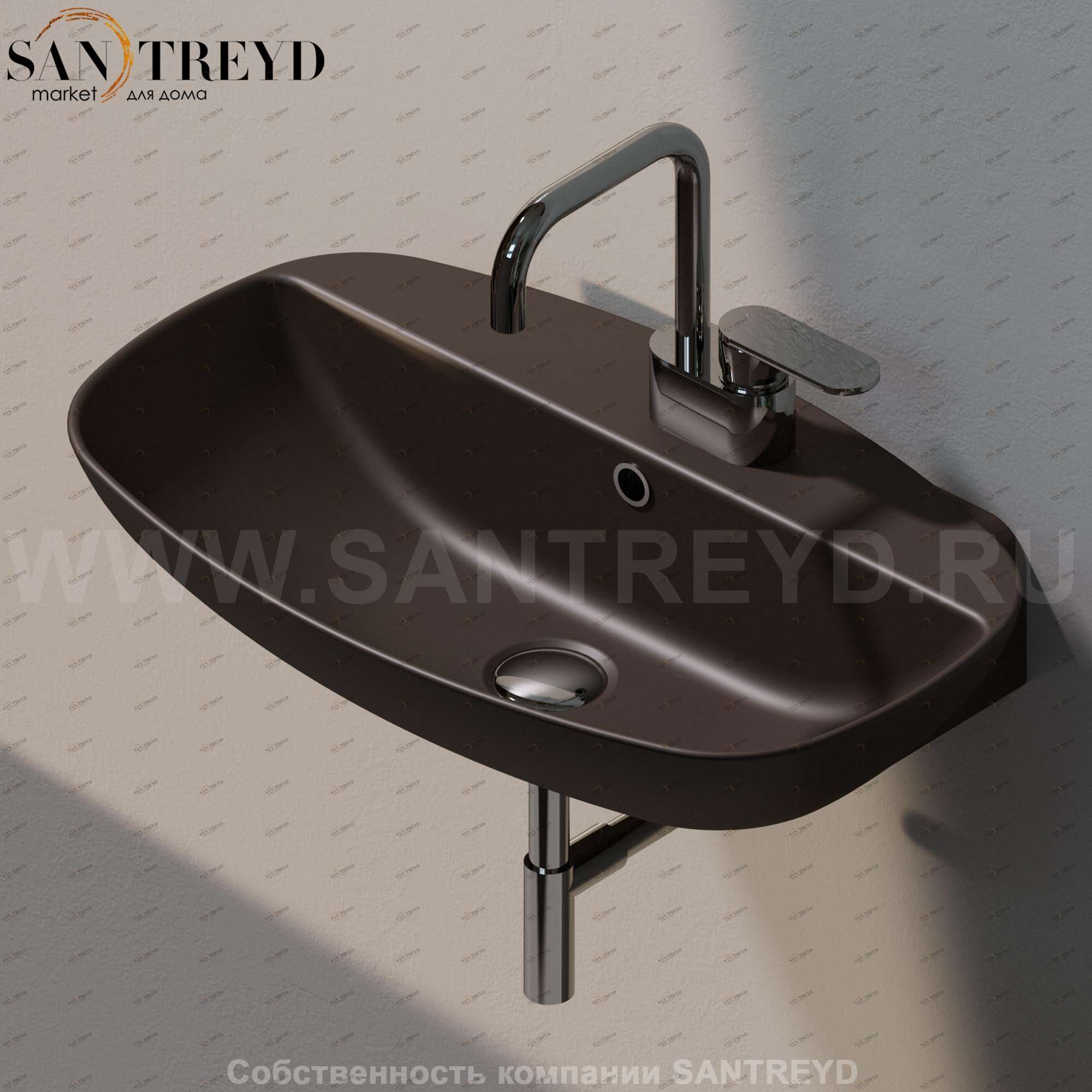 ND60PR.7006 Подвесная раковина настенная прямоугольная Ceramica Flaminia Nuda черная