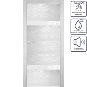 Дверь межкомнатная остеклённая с замком в комплекте Триумф 200x90 см ПВХ цвет белый