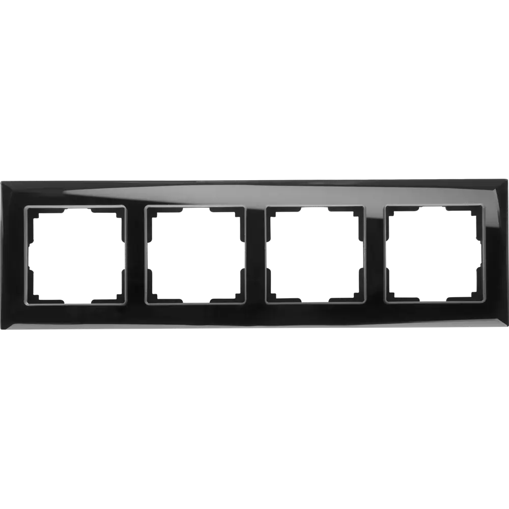 Рамка для розеток и выключателей Werkel Diamant 4 поста, цвет чёрный STLM-2210409