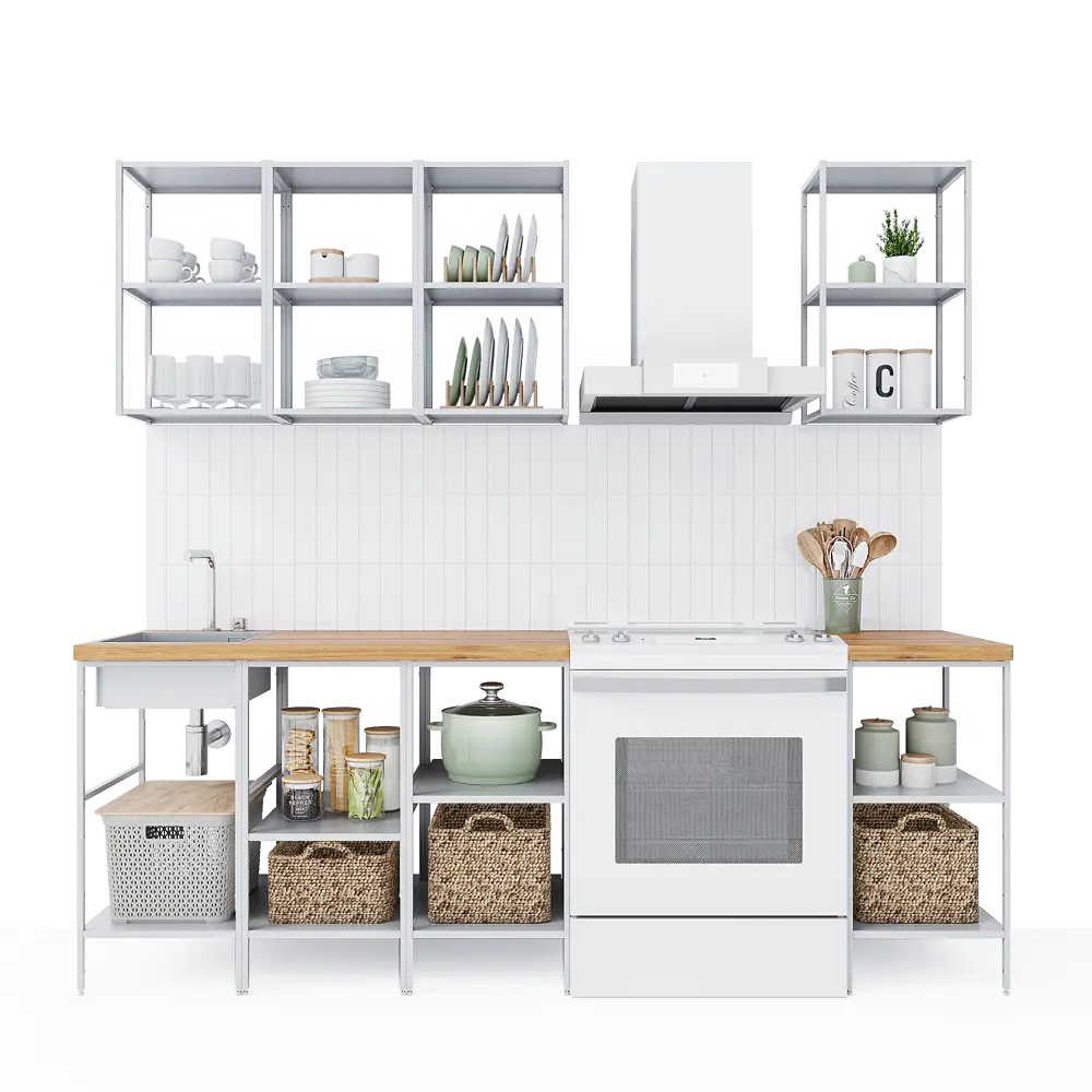 Кухонный гарнитур 160x60 см Вельга цвет белый KONSENSA STLM-2004291