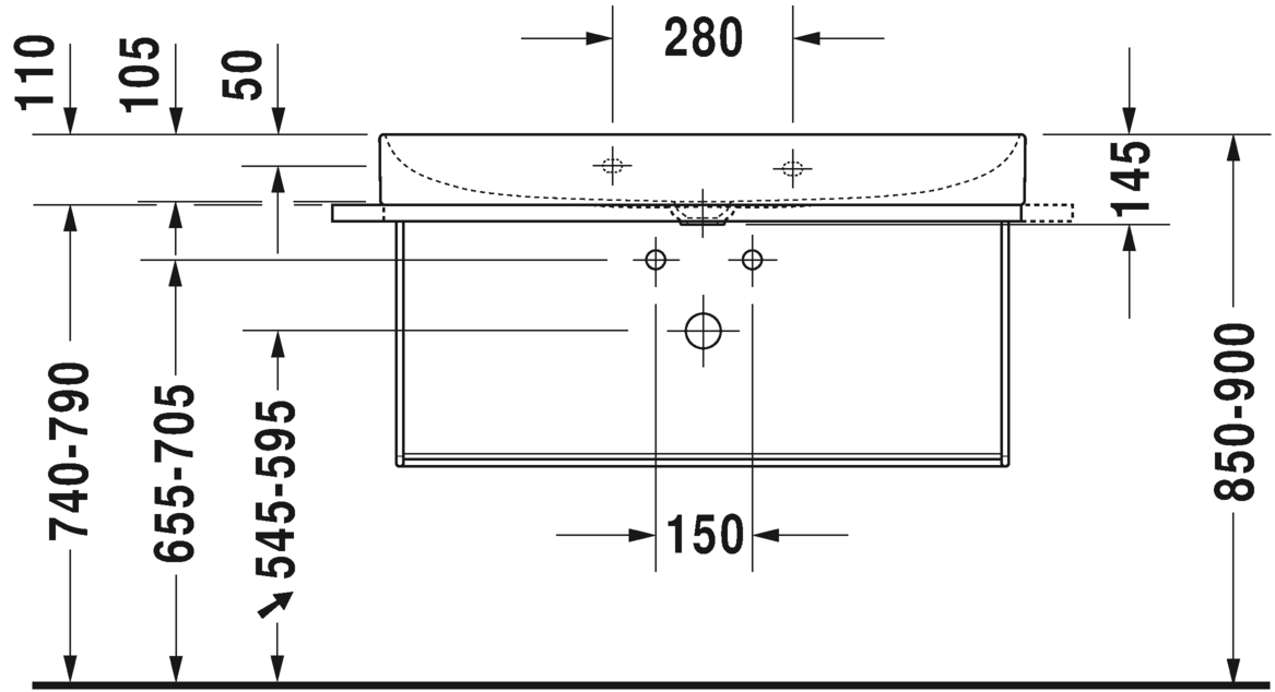 0031044600 Консоль металлическая подвесная ** DuraSquare #003104 1065 x 451 мм
Черный матовый Black Matt Duravit - Вид №6