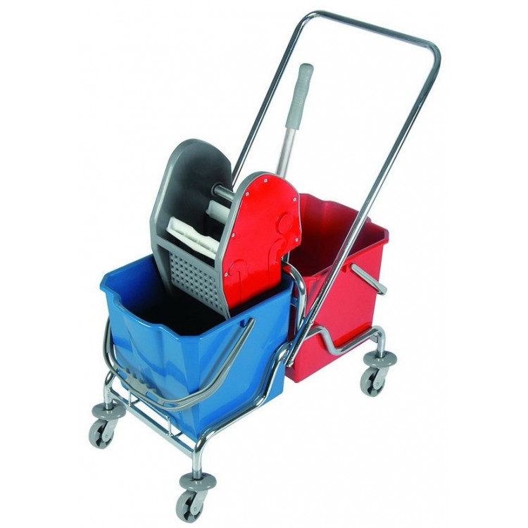 CKS 3226 Nossa Двухведровая тележка уборочная с отжимом сьемные ведра 2х20 л. металлический хромированный каркас поворотные колеса 