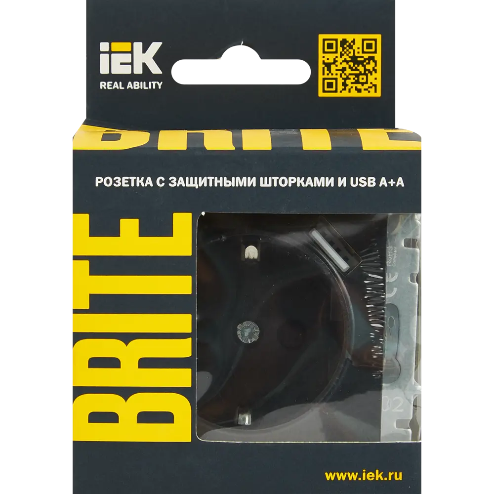 Розетка IEK Brite с USB-портом для скрытого монтажа в черном цвете 87761553 STLM-1361114 - Вид №4