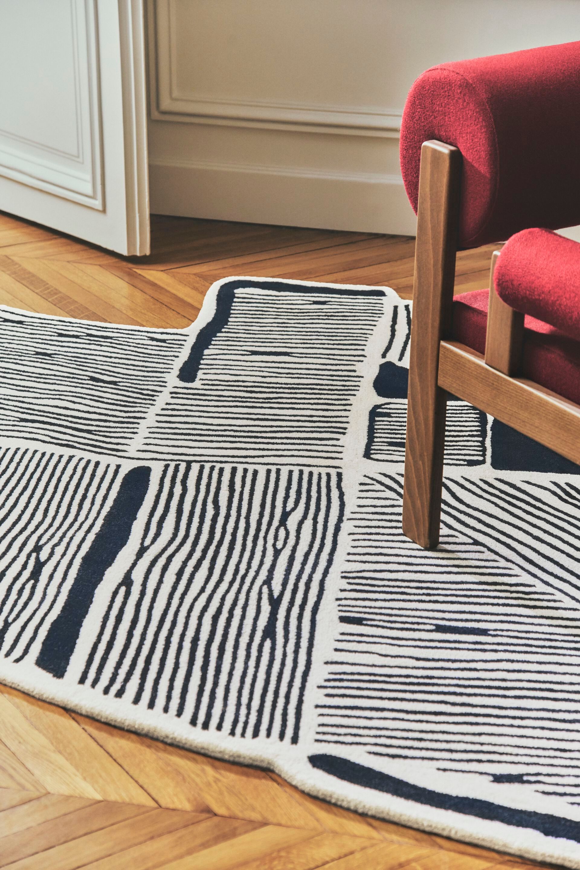 Шерстяной ковер с геометрическим рисунком Toulemonde Bochart ANTICA BLEU ARCH-00008292 - Вид №2