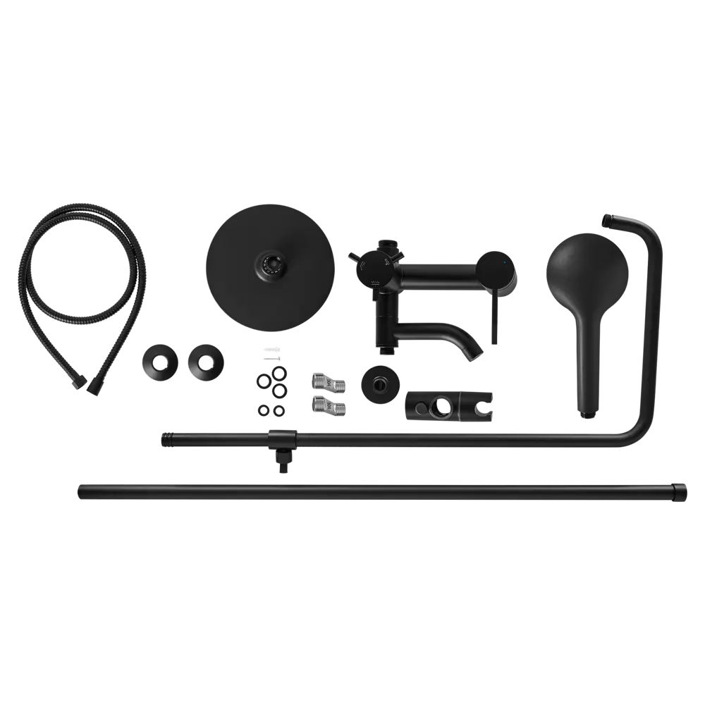 Душевая стойка для ванной с смешанным креплением Терни KONSENSA черный STLM-2151722 - Вид №9