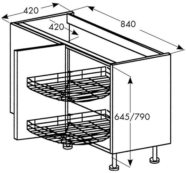 Würth Внутренний аксессуар для кухни из стали Guarnitura girevole ad angolo 0683730200 - Вид №1