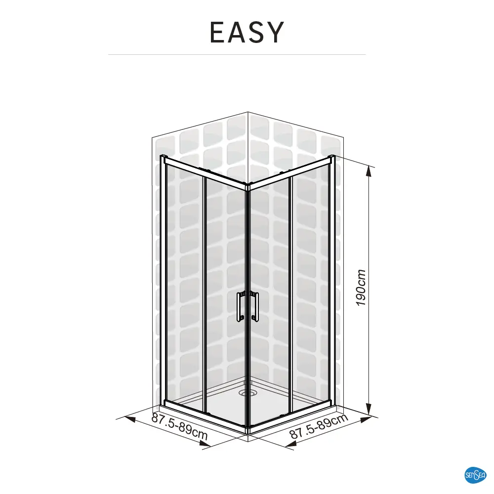 Комплект стекол для душевой ширмы Sensea Easy 90x90 см прозрачное стекло, цвет профиля на выбор 85868664 STLM-2089845 - Вид №20