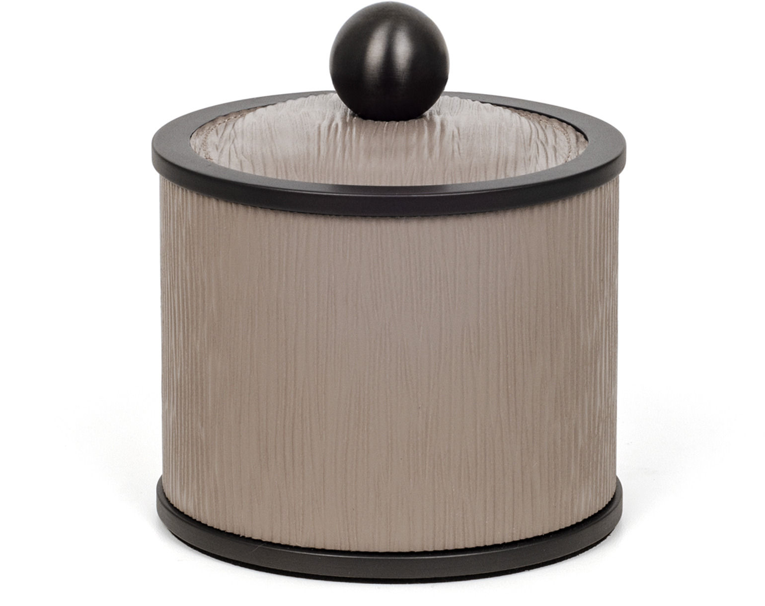 Держатель для ватных дисков Olimpia круглый - Ø 10,7XH15 см / металлическая отделка_вороненая латунь / плетеная кожа_кофе