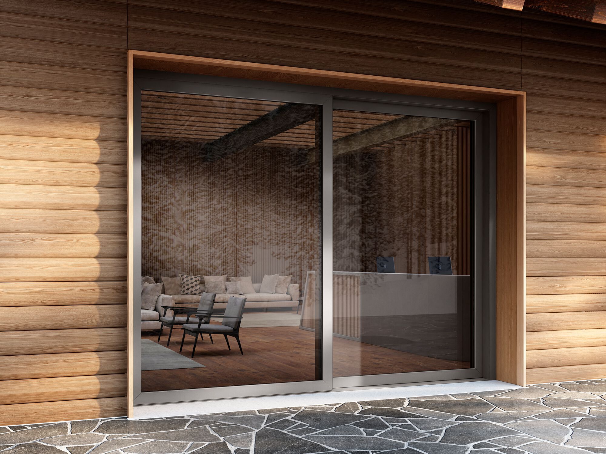 Раздвижные окна из ПВХ с алюминиевой крышкой Tecnoplast Sistema P80 ALU SA ARCH-00152406 - Вид №1