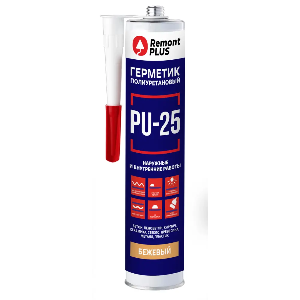 Полиуретановый герметик Remont Plus PU-25 бежевый 280 мл 89424156 STLM-1576147