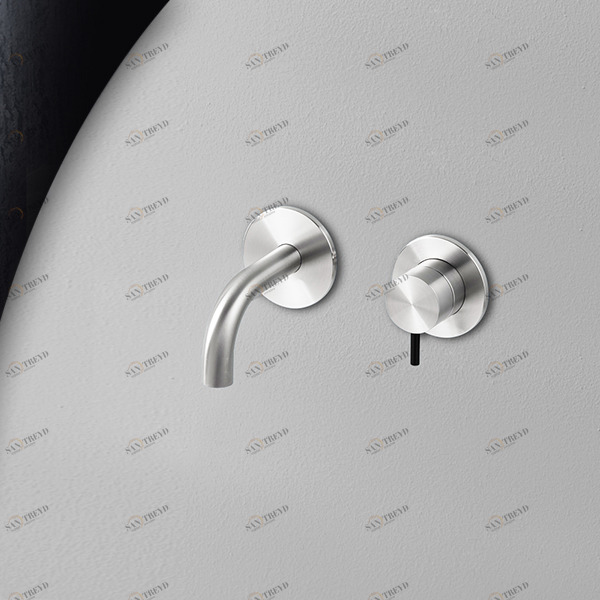 Смеситель для раковины сталь глянцевая с черной ручкой Toki Radomonte TKI17LCIL22