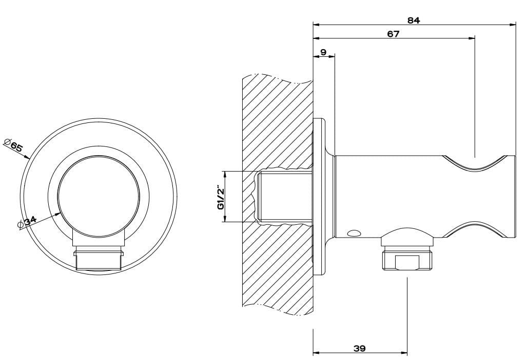 Держатель для душа из хромированной латуни с водоотводом Gessi гравировка ARCH-00125147 - Вид №1