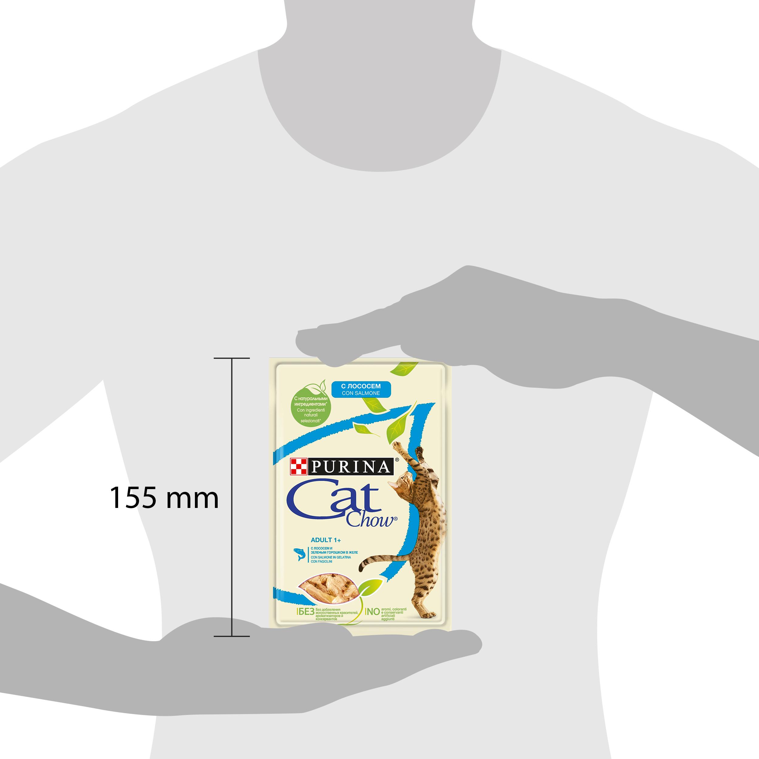 ПР0047568 Корм для кошек с лососем и зеленой фасолью в желе, пауч 85 г Cat Chow  - Вид №3