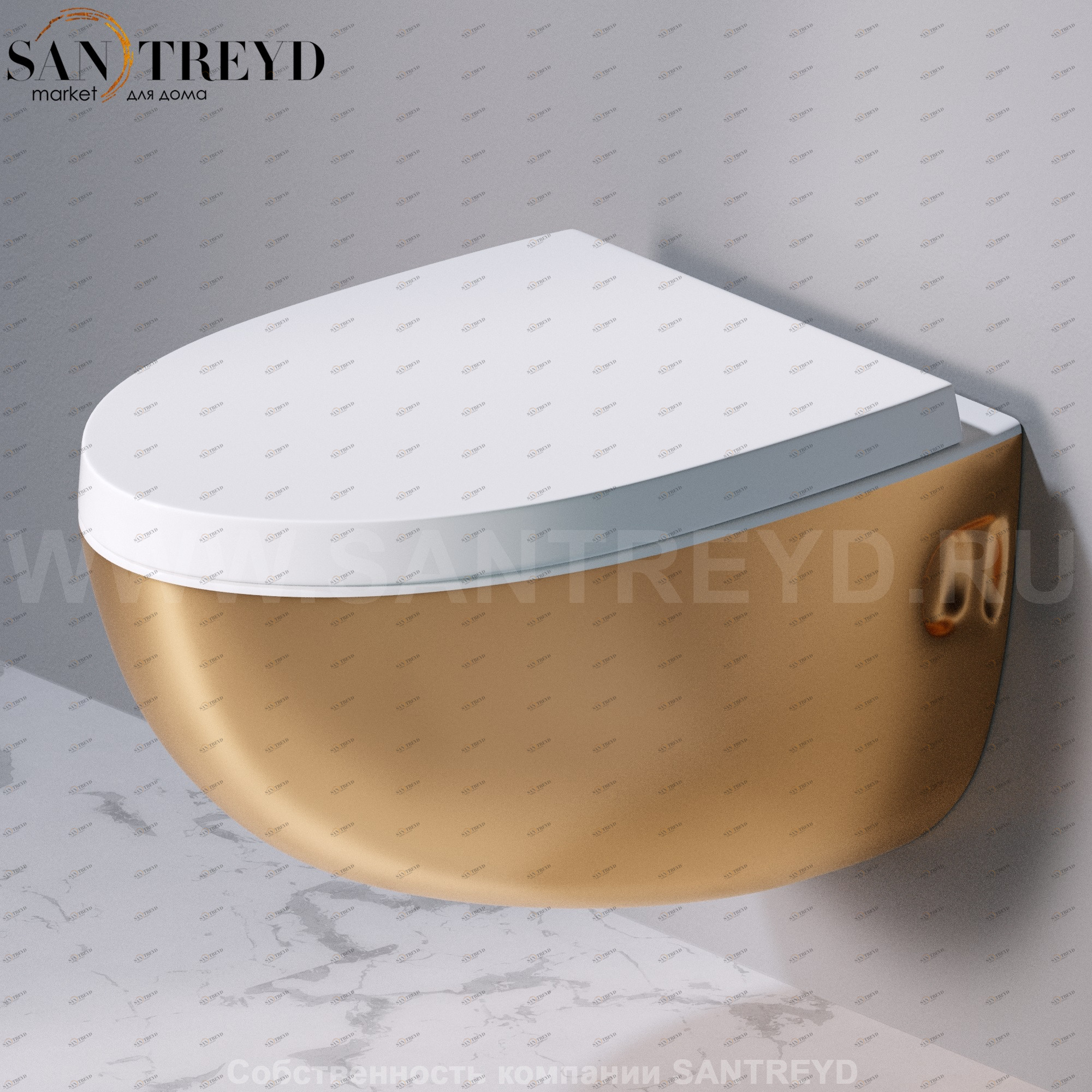 S511.350 Подвесной унитаз настенный Золотистый A. e T. Italia OVAL Италия AeT ITALIA