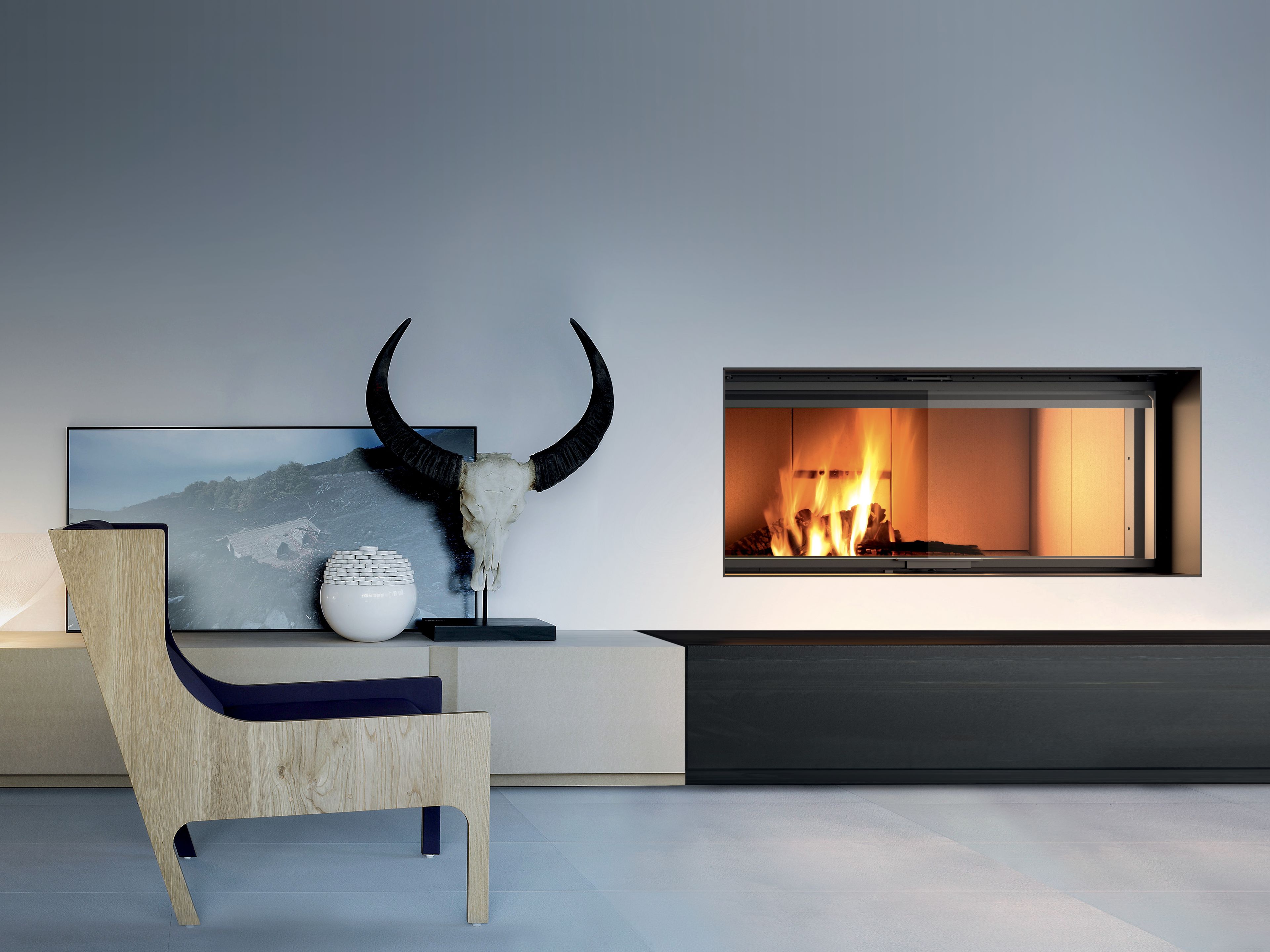 Утопленный дровяной камин с панорамным стеклом MCZ PLASMA 115 WOOD ARCH-00027262