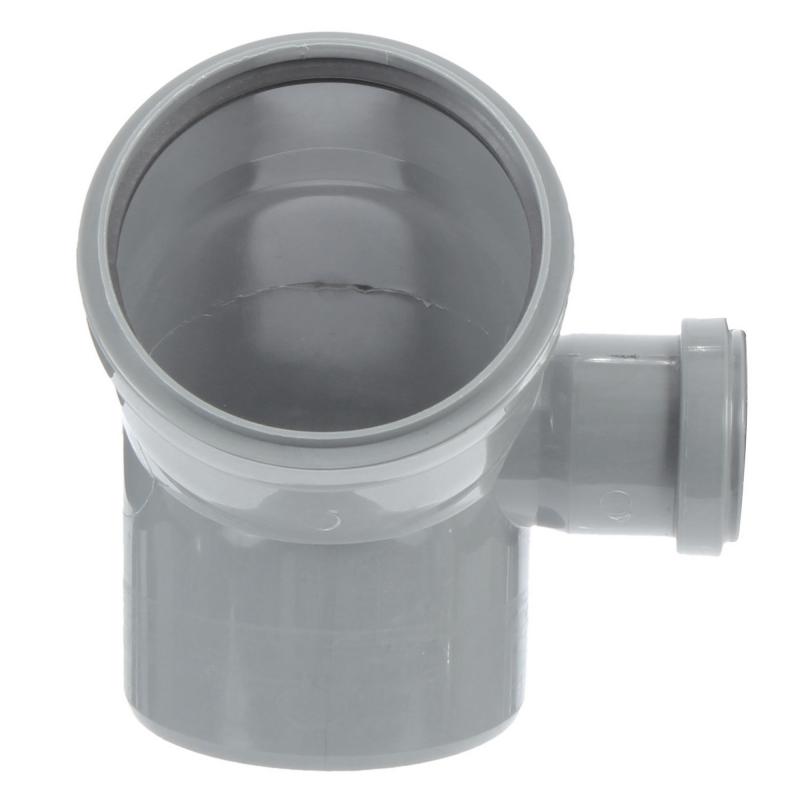 Отвод ПВХ канализационная D110х45° с выходом 50 (правый) Политек 6311 - Вид №1