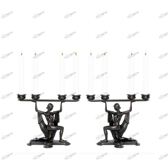 Подсвечник металлический черный 2 штуки "Девушка" Bruneau от Eichholtz EICHHOLTZ EICHHOLTZ 060356 Черный 