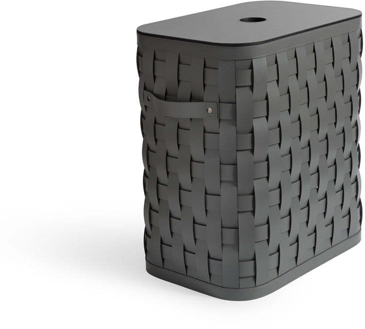 Высокая прямоугольная корзина Demetra с плоской крышкой - 30X45XH50 см / регенерированная кожа_coffee