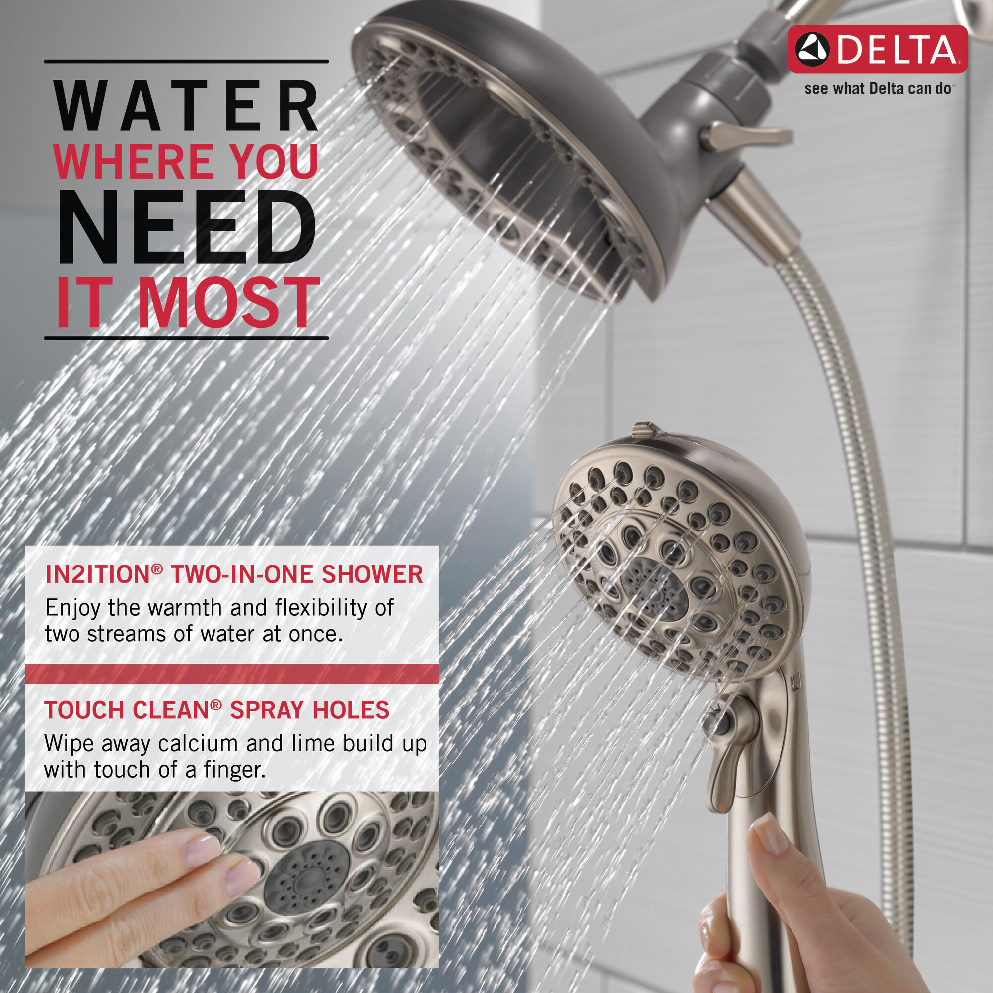 In2ition® Душ 2 в 1 с 5 настройками Delta Faucet 75595CSN - Вид №1