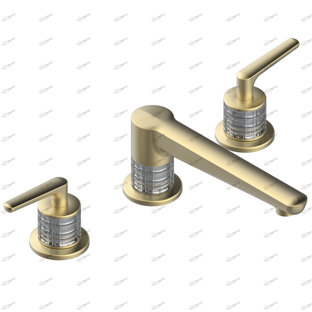 G9K-25 Смеситель для ванны на 3 отверстия устанавливаемый на борту - излив ГОЛИАФ Thg-paris System cristal с рукоятками Покрытие PVD матовая латунь G9K 25 CAT.F
