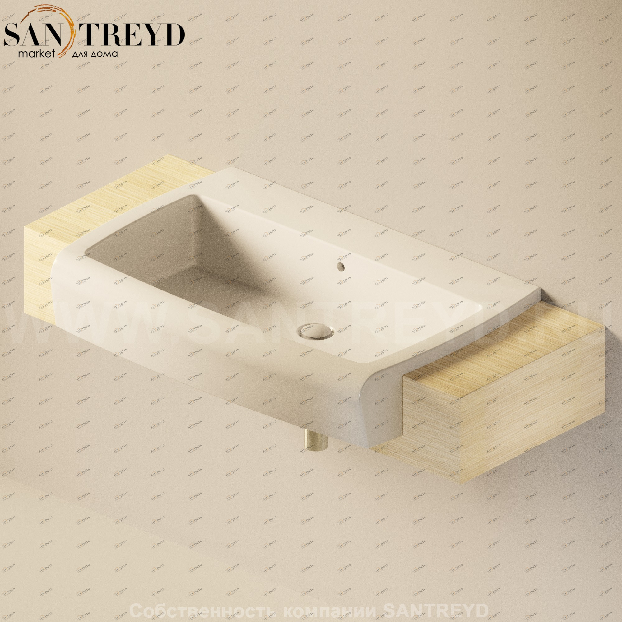 Flaminia UNA Консоль для раковины от 200 до 240 см светлый дуб UNA90M2.WL Ceramica Flaminia UNA90M2WL